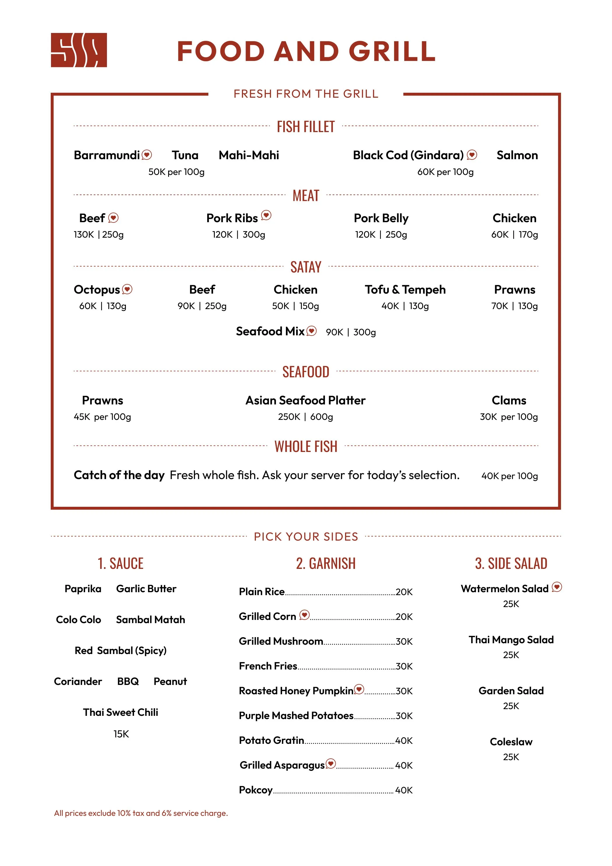 Sia food menu, page 2